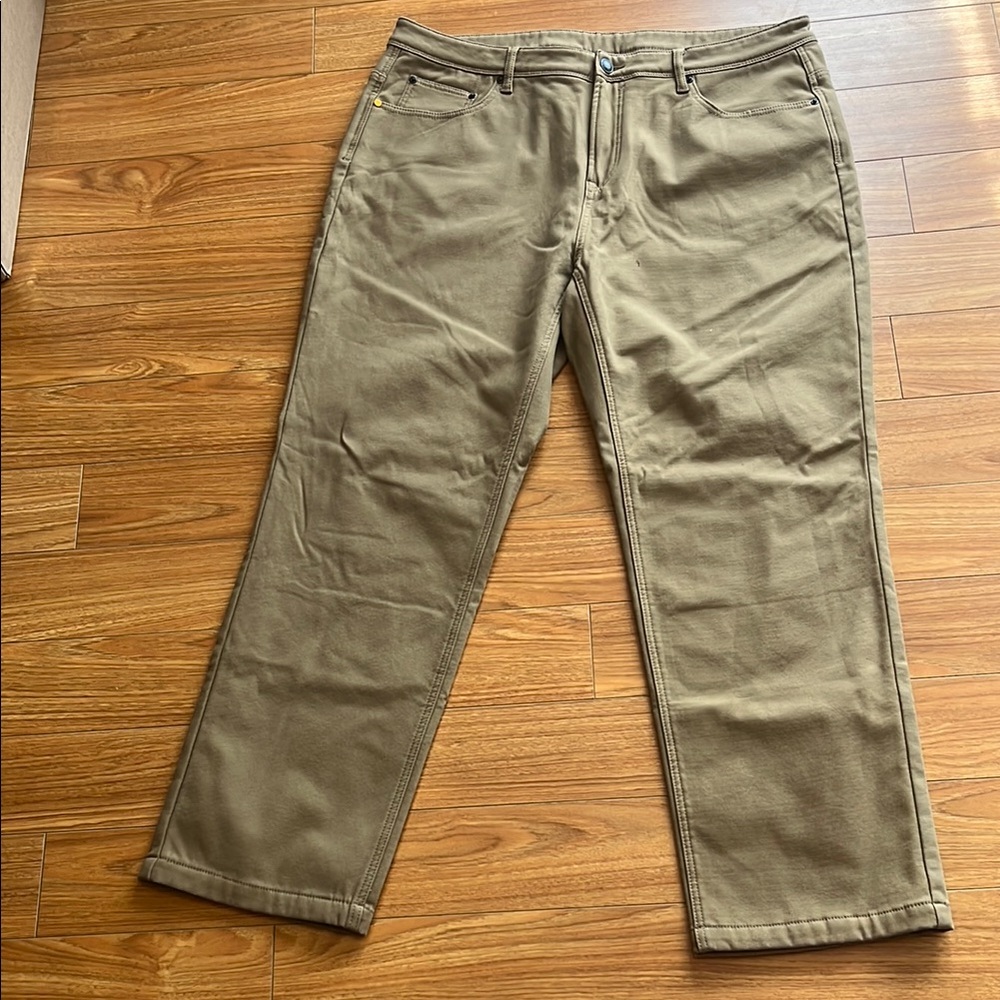 CAT Caterpillar Work Pants Mens 40/32 Fleece Lined Brown Canvas Insulated
